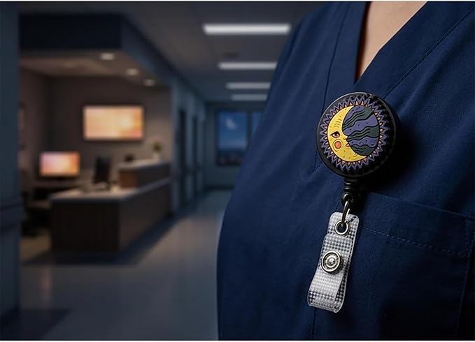 Celestial Moon Nurse Badge Reel, Cute Badge Holder Badge Clip Retractable - Image 5