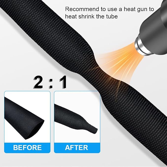10 FT 2 inch 2:1 Heat Shrinkable Braided Sleeving Heat Shrink Sleeve Abrasion - Image 3