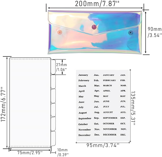 Mogoostry Rainbow Wallet with Cash Envelopes, PVC Money Holder - Image 2