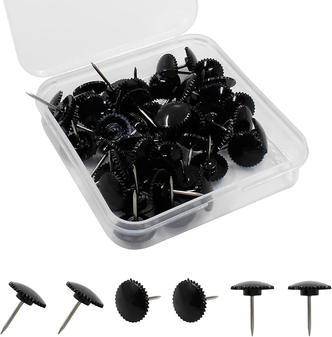 Piutouyar 50 Pcs Black Push Pins, Plastic Thumb Tacks by Piutouyar