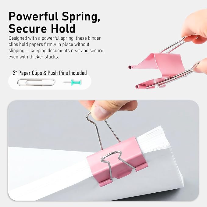 408 PCS Binder Clips Paper Clamps Assorted Sizes and Push Pins, Binding - Image 6