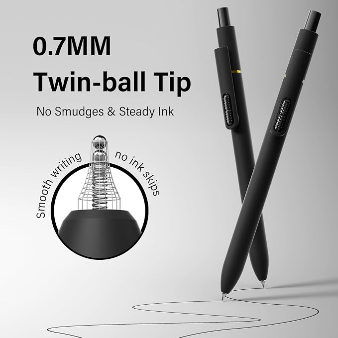 0.7mm Gel Pens Black Ink, 8 Pack Retractable Pens - Image 3