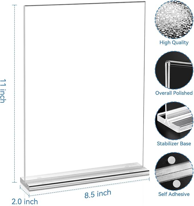 EHWINE 10 Pack 8.5 x 11 Acrylic Sign Holder - Image 4