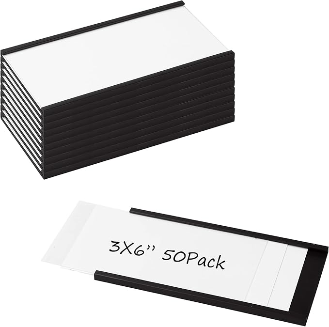 Realth Magnetic Label Holders 50 Pack 3'' x 6'' by Realth