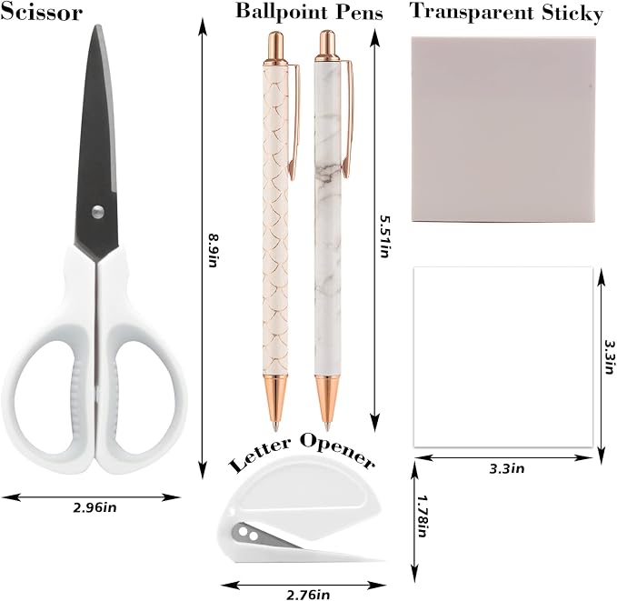 White Office Supplies, Shellvcase White Desk Accessories, Stapler and Tape - Image 6