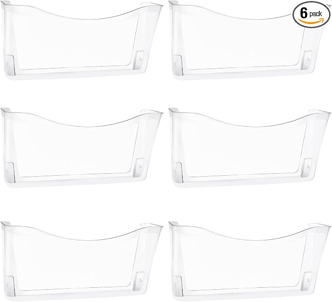 EASEPRES 6 Pack Clear Single Pocket Hanging File Organizer, Plastic Wall Mount by EASEPRES