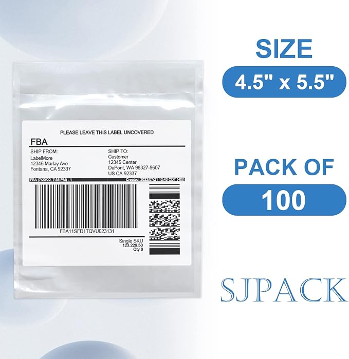 SJPACK Packing List Envelope 4.5x5.5 inches -100 Pieces in Transparent Adhesive - Image 2