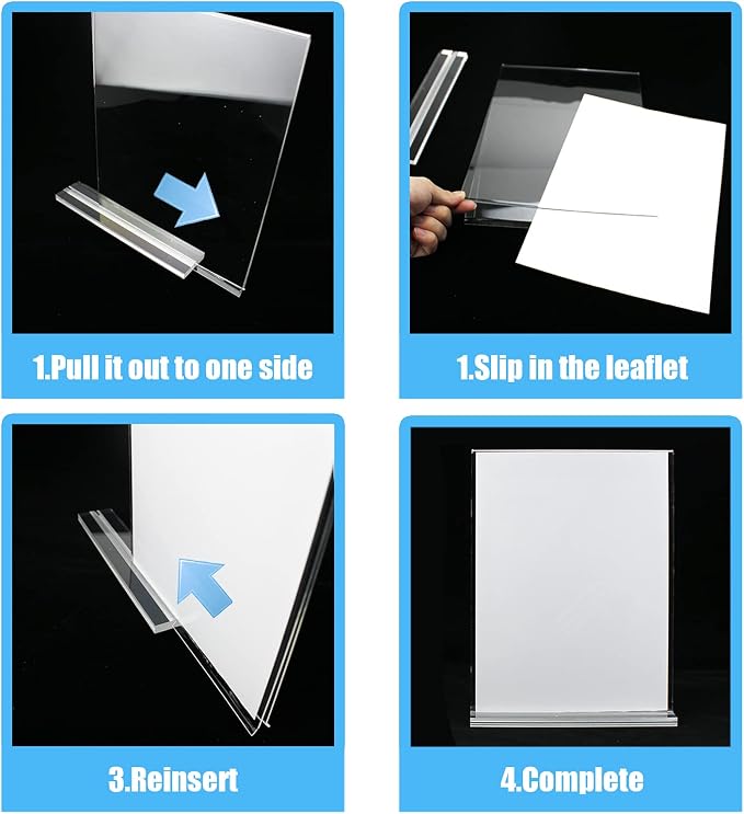 Lechay 3 Pack Acrylic Sign Holder, 8.5 x 11 inches Clear Table Menu Display - Image 3