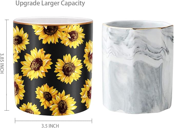 Pen Holder, Cute Pencil Holder for Desk, Makeup Brush Holder Floral Pattern - Image 3