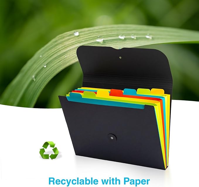 Expanding File Folder Accordion Plastic Free 7 Pocket Rainbow Divider - Image 2