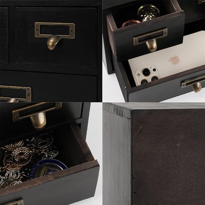 Apothecary Drawers Wooden Storage Box Vintage Wooden Drawers Wood Desktop - Image 6