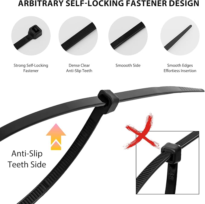 Zip Ties Assorted Sizes, 2000 Pack, Plastic Wire Ties - Image 2