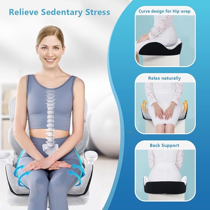 X Large Memory Foam Seat Cushion Lumbar Support Pillow - Image 3