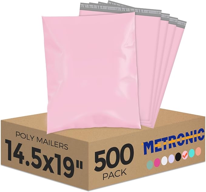 Metronic Poly Mailers 14.5x19 500 Pack, Large Shipping Bags by METRONIC