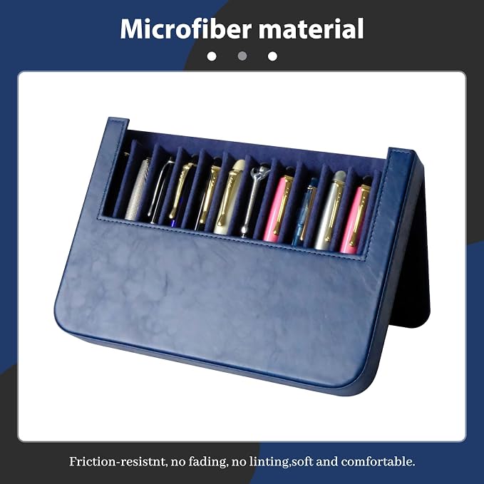 PU Leather 12 Fountain Pen/Pencil Tray Case Organizer, Fashion Design, Magnetic - Image 3