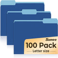 SUNEE File Folders, 100 Pack Manilla Folders 8.5 x 11, Colored File Folders by SUNEE