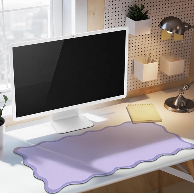 Hahafelt Scalloped Desk Mat Large Desk Pad Cute Coquette Table Mat Back to - Image 7