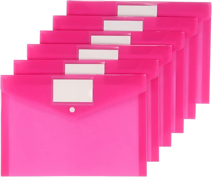 6 Pack Clear Document Folders Plastic Envelopes, A4 Size, - Image 2