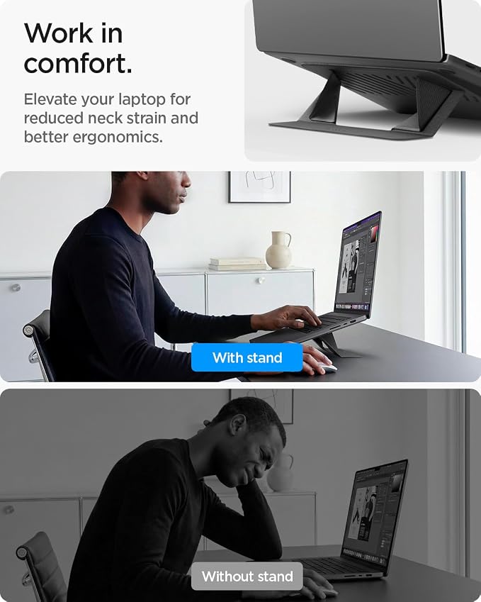 Spigen Slim Fold Portable Laptop Stand Foldable Ergonomic Angle Lift Anti-Slip - Image 4