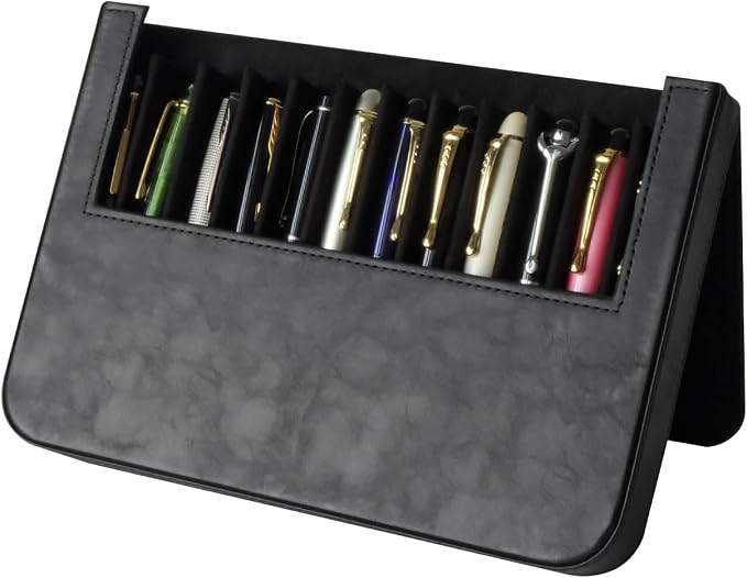 PU Leather Fountain Pen Case, 12-Slot Pen Storage Tray, Organizer Brown | Large - Image 8