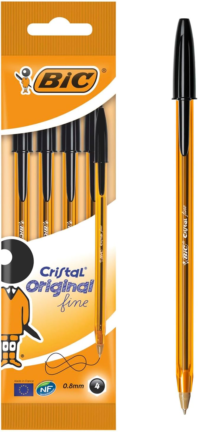 BIC Cristal Fine Ballpoint Pen Pack of 4 black by BIC