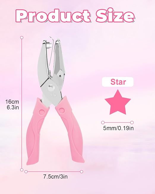 UCEC Star Shape Single Paper Hole Punch, Star-Shape Handheld Hole Paper Puncher - Image 2