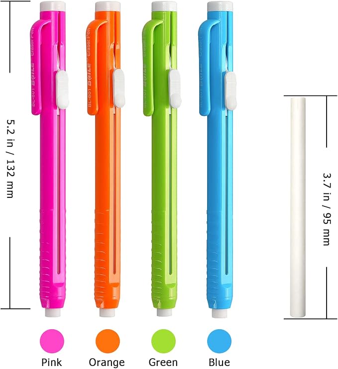 Retractable Mechanical Eraser Pen, Pen-Style Erasers, 4 Pack - Image 2