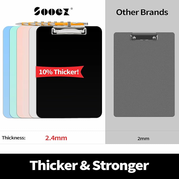 Sooez Plastic Clipboard with Pen Holder, Clip Boards 8.5x11” | with Pen Holder - Image 2