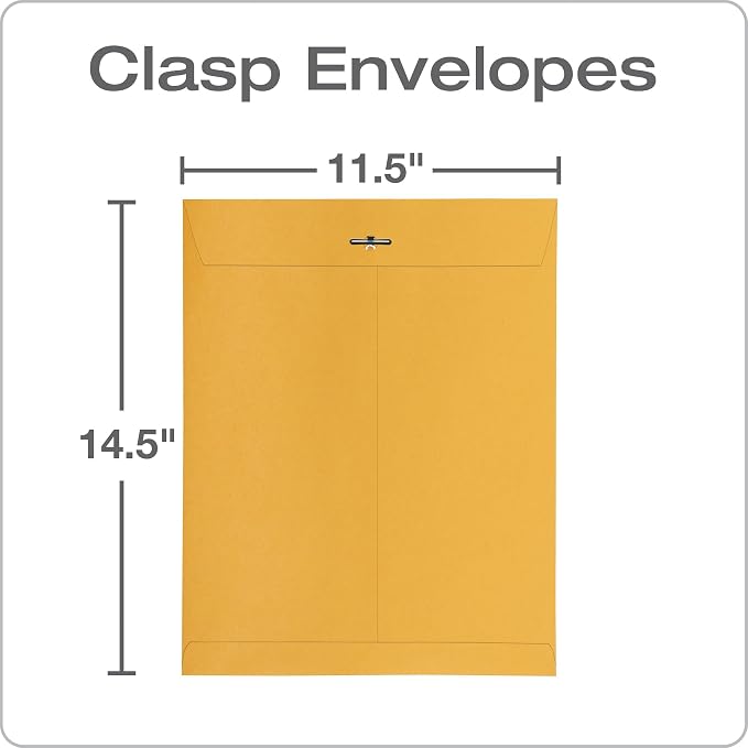 Quality Park 11-1/2 x 14-1/2 Clasp Envelopes, 100 Pack, Open-End - Image 2