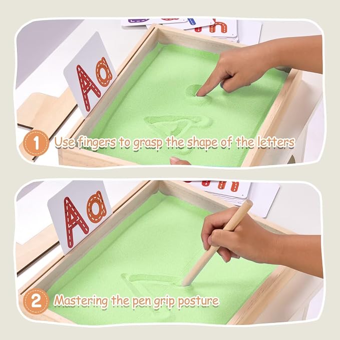 Montessori Sand Tray for Kids, Writing Play Sand Tray - Image 5