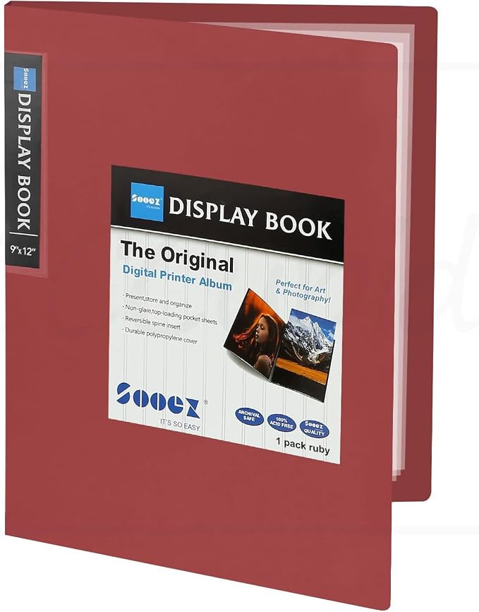 Sooez 30-Pocket Binder with Plastic Sleeves 9x12, Heavy Duty Art Portfolio by Sooez