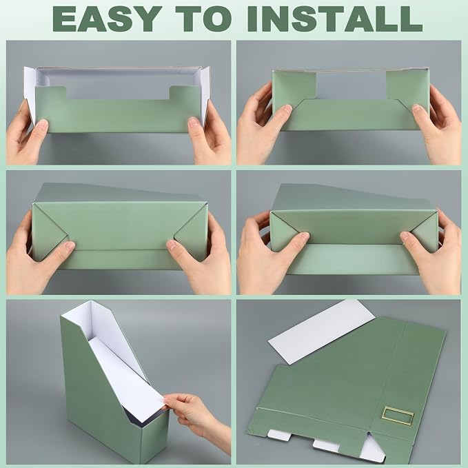 Feifeiya Magazine File Holder Set of 6 Stylish Sturdy Cardboard File Boxes Desk - Image 4