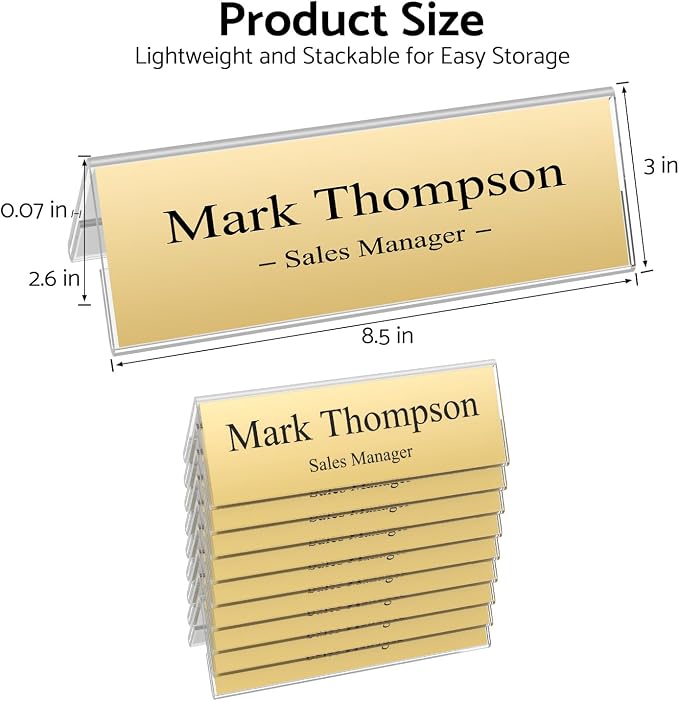 HlIMIEI Acrylic Name Plates for Desks, 10 Pack Clear Tent Name Holders 3 x 8.5 - Image 7