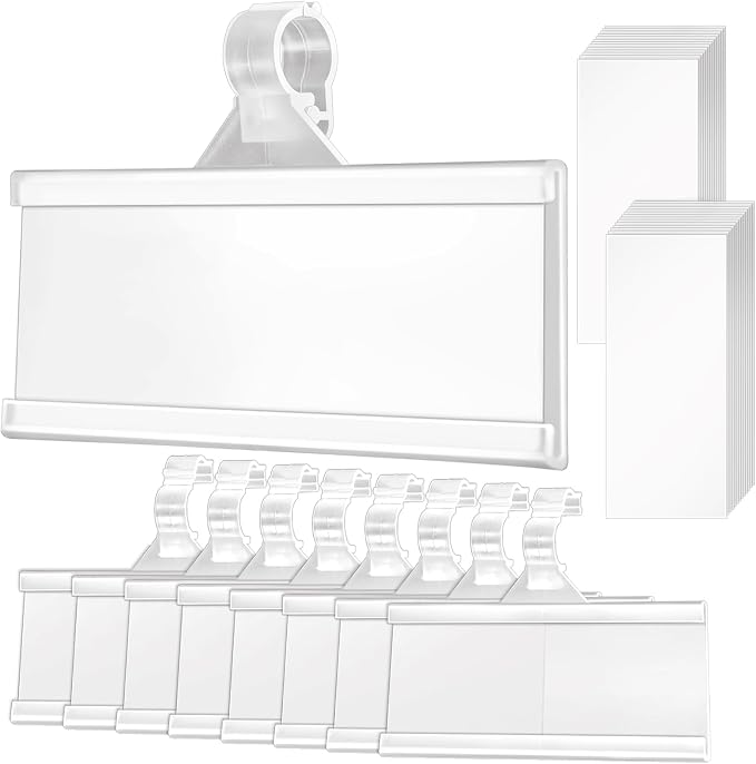 100 Pieces Plastic Wire Shelf Label Holders, Reusable Price Label Holder by Fansunta