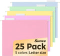 SUNEE 25 Pack Hanging File Folders, Bright Folders, Hanging File Folders Letter by SUNEE