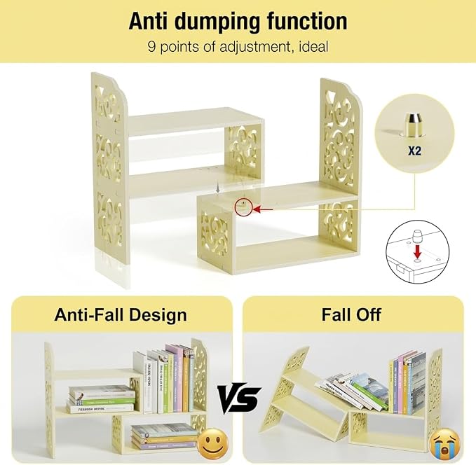 YGYQZ Adjustable Desktop Organizer Shelf – Space-Saving Desk Shelves & Desktop - Image 6