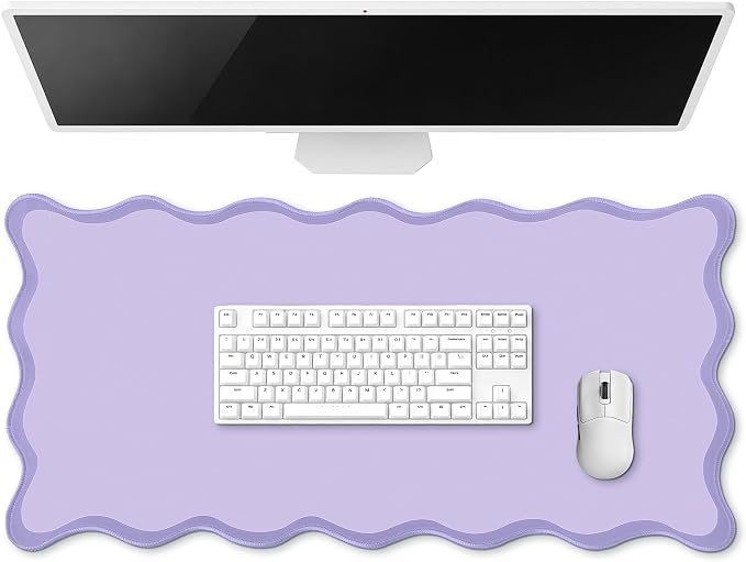 Hahafelt Scalloped Desk Mat Large Desk Pad Cute Coquette Table Mat Back to by Hahafelt