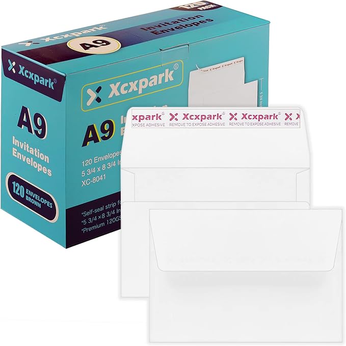 Xxcxpark 120 Qty Printable A9 Invitation Envelopes 5.75x 8.75 Cards, Self Seal by Xxcxpark
