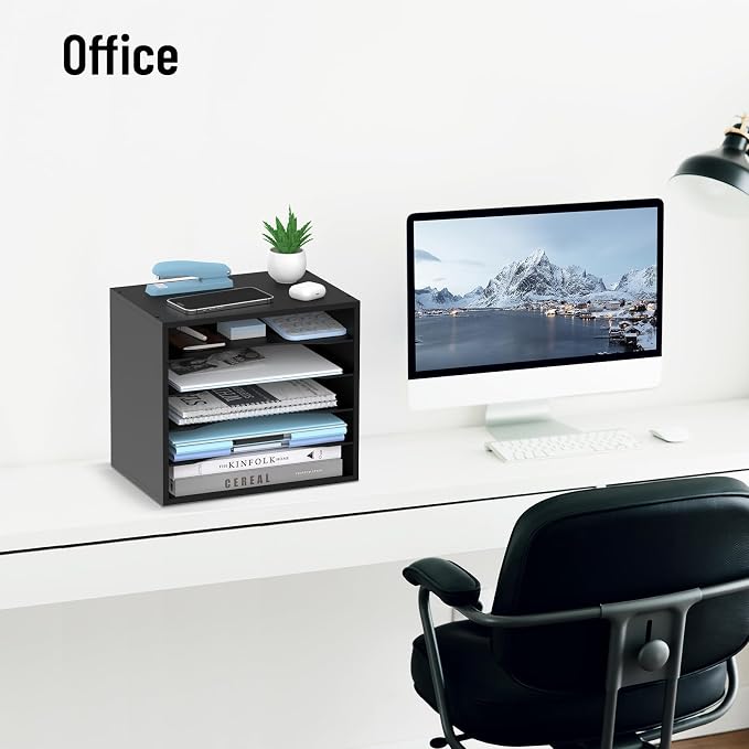 5-Tier Wood Desk Organizer, Paper Tray Organizer - Image 9