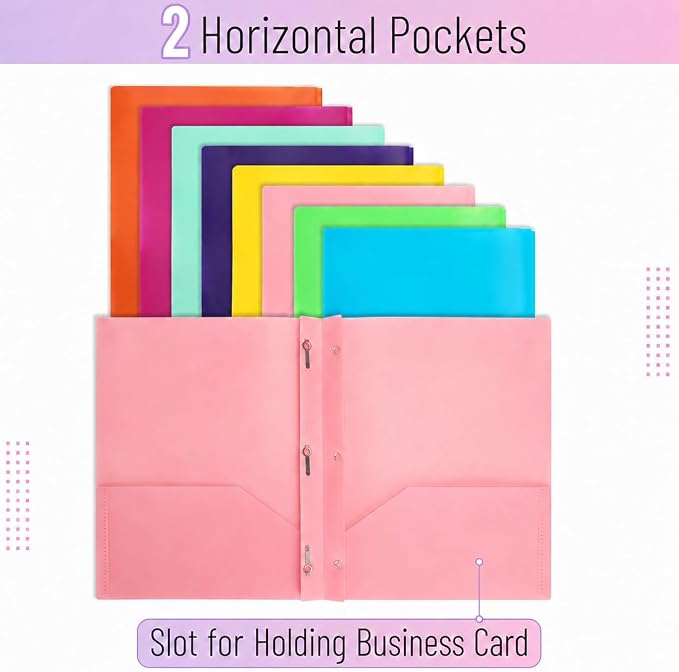 Mr. Pen- Plastic Folders with Pockets and Prongs, 5 Pack, Letter Size | - Image 3