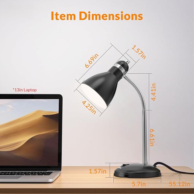 LEPOWER Metal Desk Lamp, Adjustable Goose Neck Table Lamp, Eye-Caring Study - Image 2