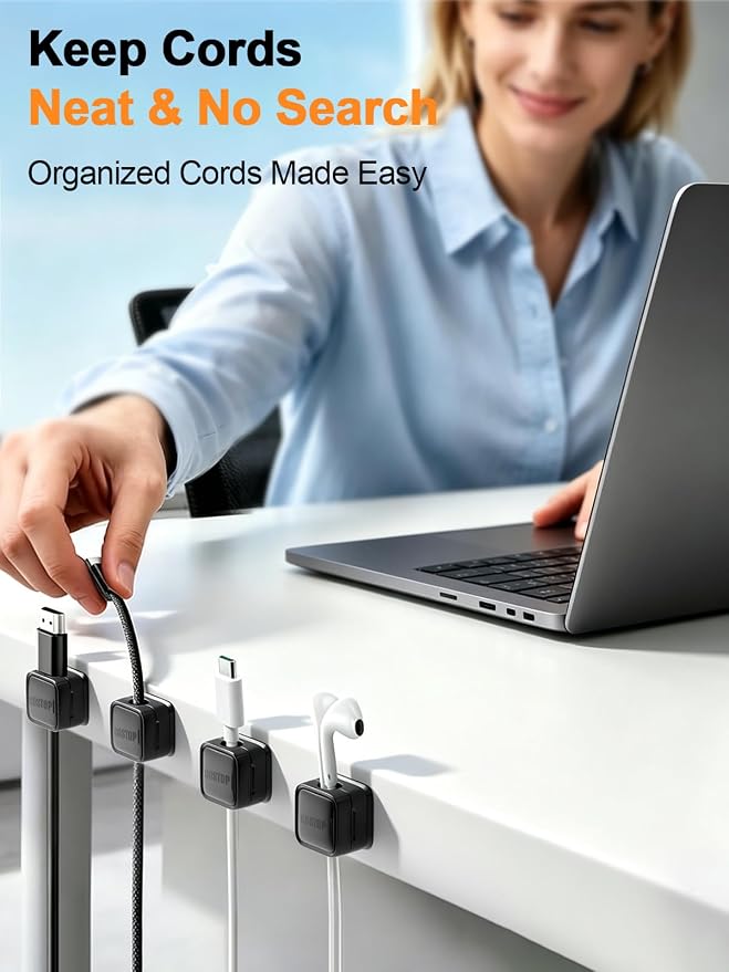 8 Pack Cord Organizer Holder, Costop Strong Adhesive Under Desk Cable Management - Image 2