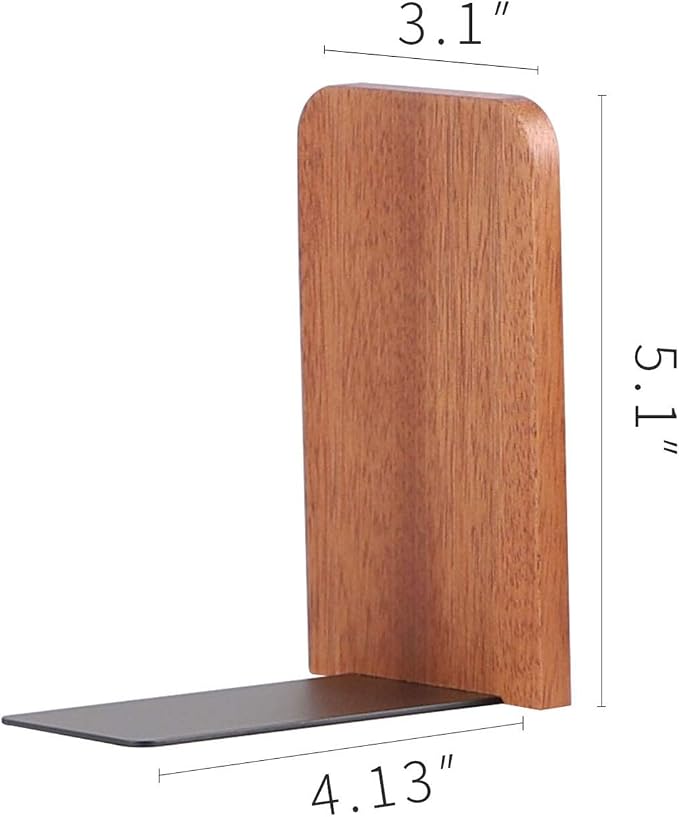 Muso Wood Book Ends for Shelves, Non-Slip Bookends, Heavy Duty Wooden Bookend - Image 2