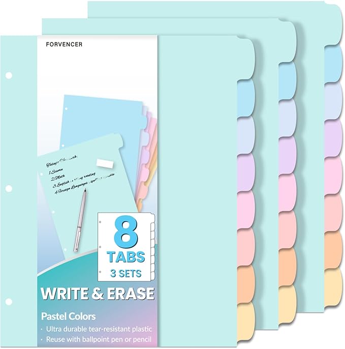 Forvencer 8-Tab Binder Dividers by Forvencer