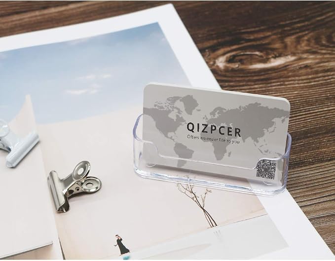 Qizpcer 16 Pack Clear Desktop Business Card Holder Display, Plastic Business - Image 7
