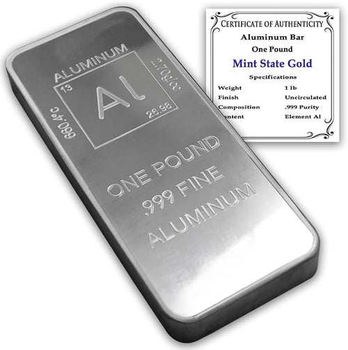 1 lb Aluminum Bar .999 Pure Paperweight | Element Design by MintStateGold