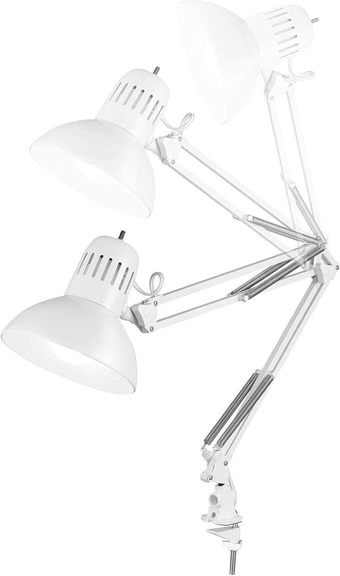 Globe Electric 52847 31.5 Inch Swing Arm Clamp-On White Desk Lamp - Image 8