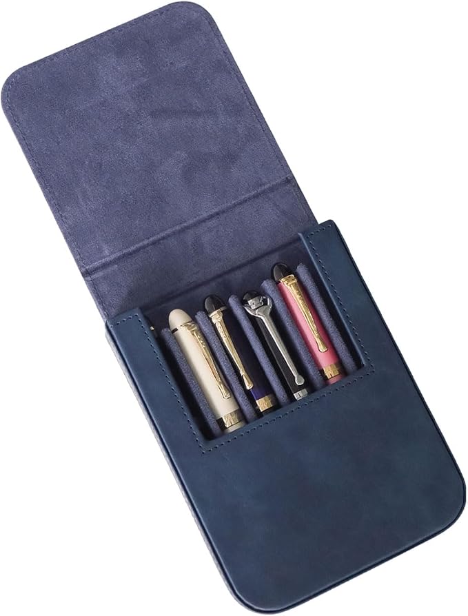 Leather 6 Fountain Pen/Pencil Tray Case, Magnetic Closure - Image 8