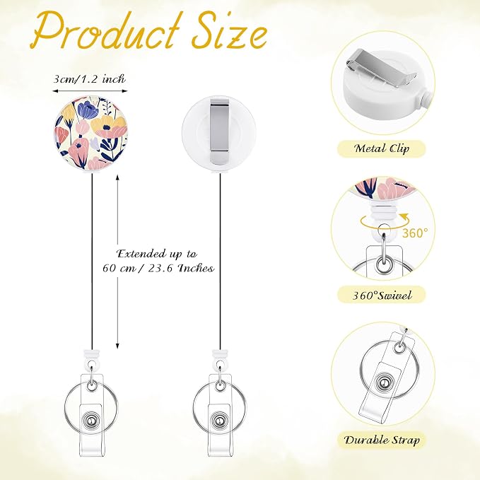 BESARME 3 Pack Badge Reels Retractable Badge Clip - Image 2