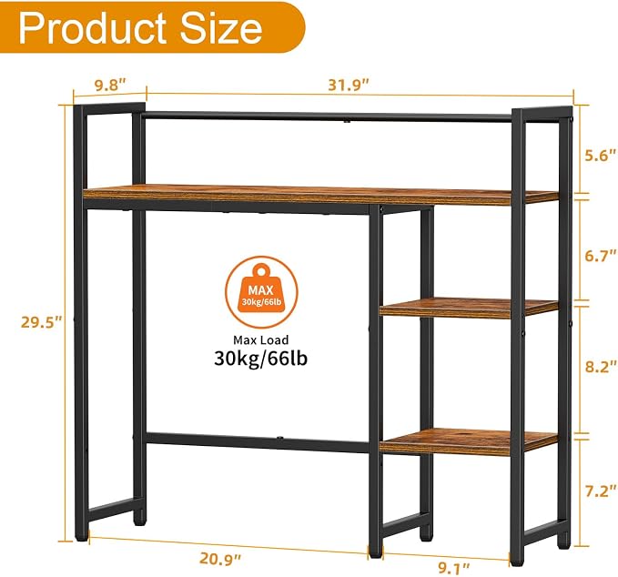 Snughome Desk Shelf, 31.9" Desktop Organizer Shelf, Desk Hutch - Image 3